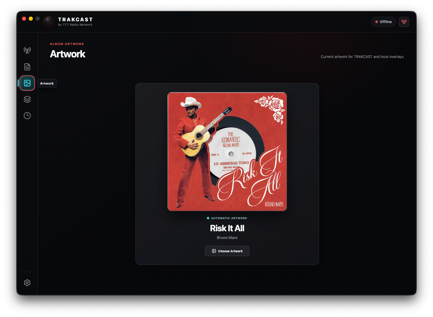TRAKCAST album artwork interface