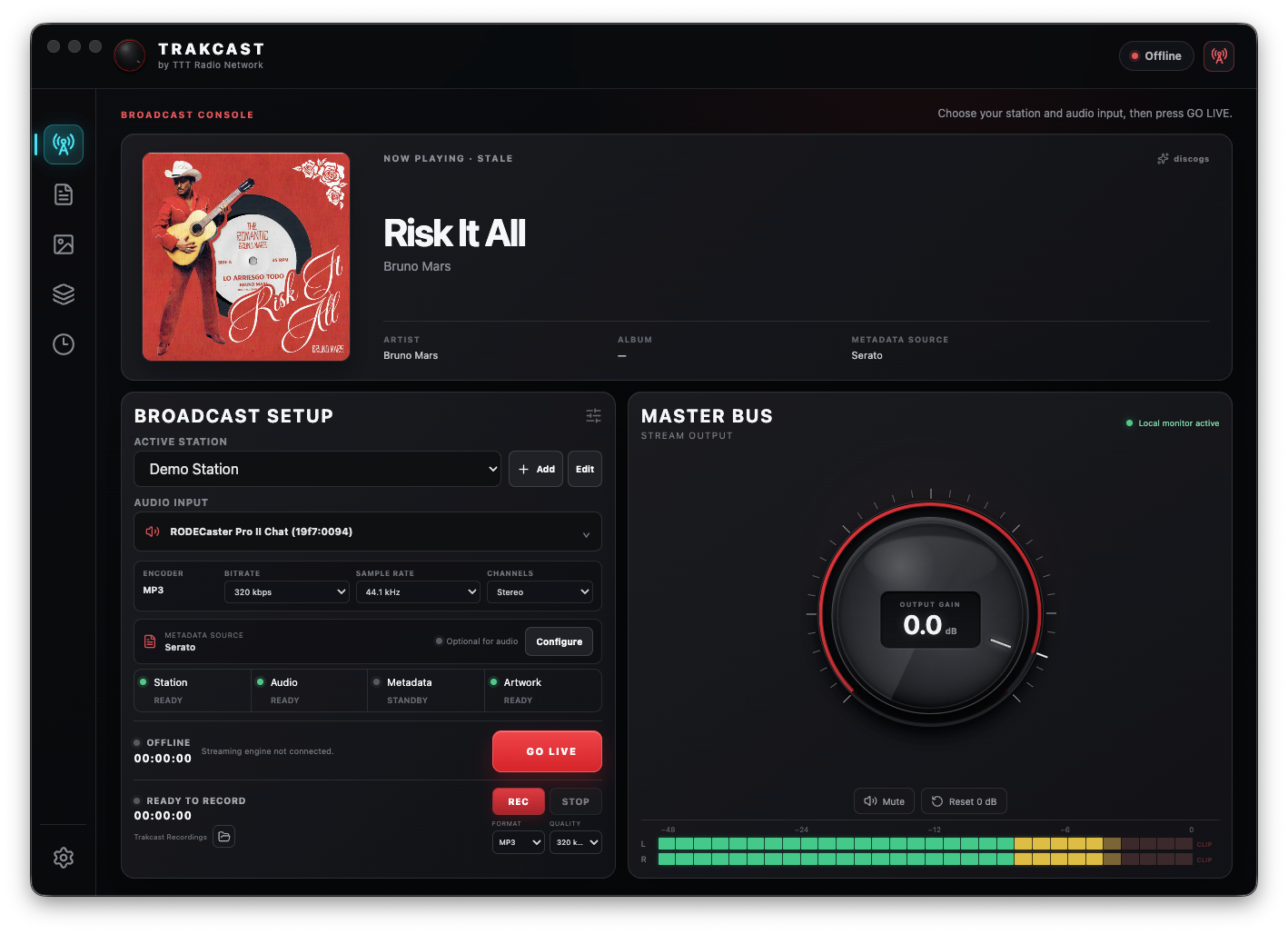 TRAKCAST desktop broadcasting application